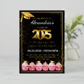 2025 Cupcakes & Petten Afstuderen Folie Uitnodiging (Staand Voorkant)