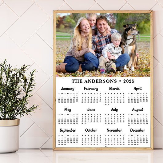 2025 Custom Photo Modern Jaar 12 Maand Kalender Poster