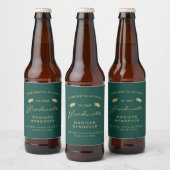 2025 Dark Green Gold Script Pet Afstuderen Bier Etiket (Flessen)