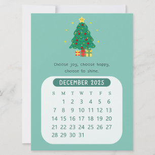 2025 December Kawaii Maandelijkse Motivatie Kalend Kaart