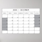 2025 december Planer Calendar Big Notes Space Poster (Voorkant)