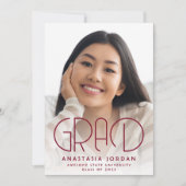 2025 Deco Bourgogne Gold Graduation Party Kaart (Voorkant)