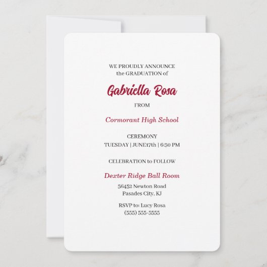 2025 Deep Red en Black Foto Afstuderen Kaart (Achterkant)