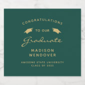 2025 Donkergroene Gouden Script Pet Graduation Bier Etiket (Enkel label)