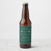 2025 Donkergroene Gouden Script Pet Graduation Bier Etiket (Voorkant)