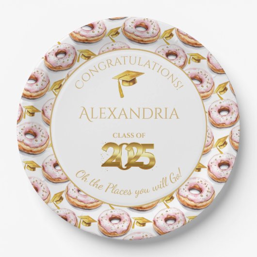 2025 Donuts and Degrees Afstuderen Papier Bord (Voorkant)