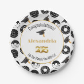 2025 Donuts and Degrees Modern Zwart-wit Papieren Bordje (Voorkant)