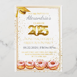 2025 Donuts en Diploma Afstudeeruitnodiging Folie Uitnodiging