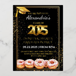 2025 Donuts en Diploma Afstudeeruitnodiging Folie Uitnodiging Briefkaart