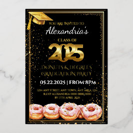2025 Donuts en Diploma's Afstudeeruitnodiging Folie Uitnodiging