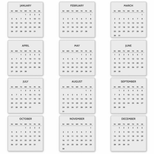 2025 Duidelijke Maandelijkse Kalender Transparante Sticker (Voorkant)