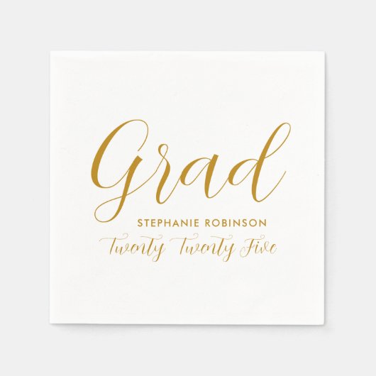 2025 Eenvoudig Gold Script-Afstuderen Servet (Voorkant)