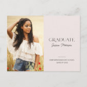 2025 Eenvoudig Modern Blush Roze 1-foto Afstuderen Briefkaart (Voorkant)