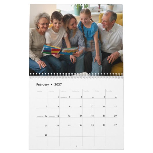 2025 Eenvoudig Modern Custom 14 Foto's Familie Kalender (Feb 2027)