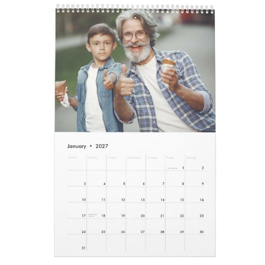 2025 Eenvoudig Modern Custom 14 Foto's Familie Kalender (Jan 2027)