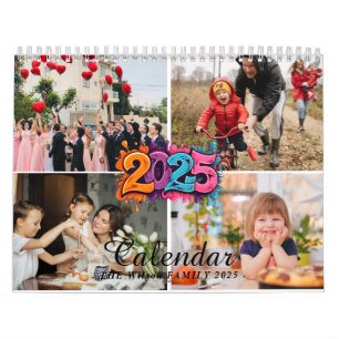 2025 Eenvoudige Aangepaste 4 Fotofamilie Kalender