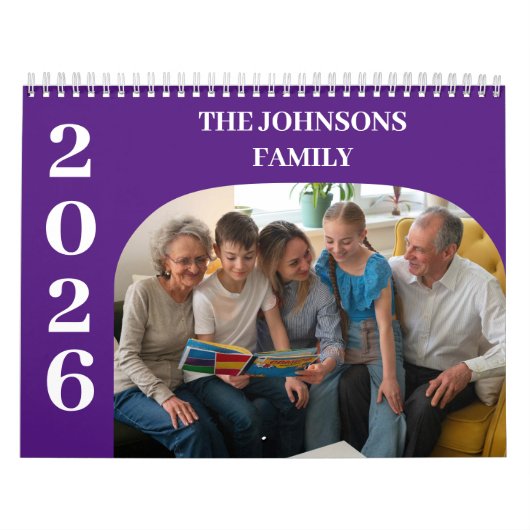 2025 Eenvoudige moderne aangepaste foto's Familie Kalender (Hoes)