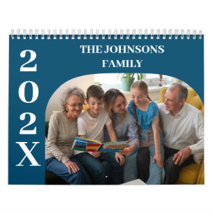 2025 Eenvoudige moderne aangepaste foto's Familie Kalender