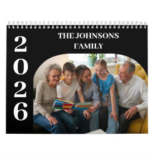 2025 Eenvoudige moderne aangepaste foto's Familie Kalender