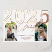2025 Elegant afstuderen foto afstuderen Folie Uitnodiging (Voorkant)