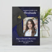 2025 Elegant Blue Tassel Charm Foto Afstuderen Kaart (Staand voorkant)