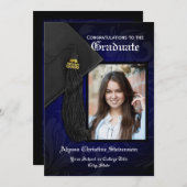 2025 Elegant Blue Tassel Charm Foto Afstuderen Kaart (Voorkant / Achterkant)