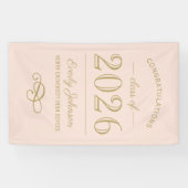 2025 Elegant Blush en Goud Custom Afstuderen Spandoek (Horizontaal)