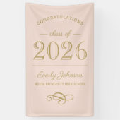 2025 Elegant Blush en Goud Custom Afstuderen Spandoek (Verticaal)