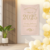 2025 Elegant Blush en Goud Custom Afstuderen Spandoek