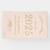 2025 Elegant Blush en Goud Custom Afstuderen Spandoek (Horizontaal)