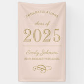 2025 Elegant Blush en Goud Custom Afstuderen Spandoek (Verticaal)