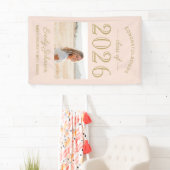 2025 Elegant Blush Gold Custom Photo Afstuderen Spandoek (Insitu)