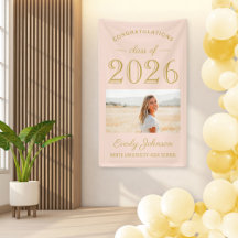 2025 Elegant Blush Gold Custom Photo Afstuderen