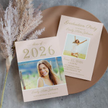 2025 Elegant Blush Gold Foto Afstudeerfeest