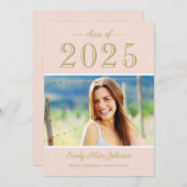 2025 Elegant Blush Gold Foto Afstudeerfeest Kaart (Voorkant / Achterkant)