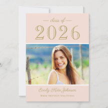 2025 Elegant Blush Gold Foto Afstudeerfeest