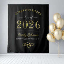2025 Elegant Goud en Zwart Custom Afstuderen