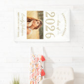 2025 Elegant Goud Wit Custom Photo Afstuderen Spandoek (Insitu)