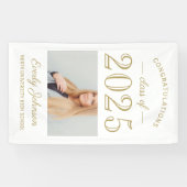 2025 Elegant Goud Wit Custom Photo Afstuderen Spandoek (Horizontaal)