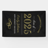 2025 Elegant Goud Zwart Custom Afstuderen Spandoek (Horizontaal)