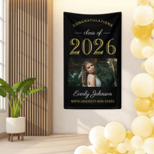 2025 Elegant Goud Zwart Custom Photo Afstuderen