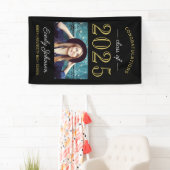 2025 Elegant Goud Zwart Custom Photo Afstuderen Spandoek (Insitu)