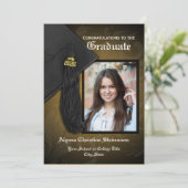 2025 Elegant Gouden Tassel Charm Foto Afstuderen Kaart (Staand voorkant)