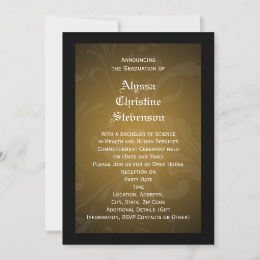 2025 Elegant Gouden Tassel Charm Foto Afstuderen Kaart (Achterkant)