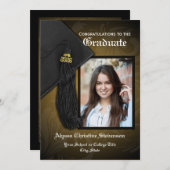 2025 Elegant Gouden Tassel Charm Foto Afstuderen Kaart (Voorkant / Achterkant)