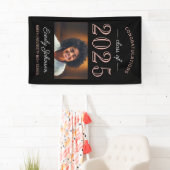 2025 Elegant Roos Goud Zwart Custom Afstuderen Spandoek (Insitu)