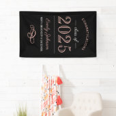 2025 Elegant Roos Goud Zwart Custom Afstuderen Spandoek (Insitu)