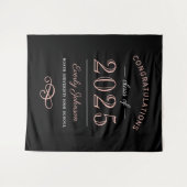2025 Elegant Roos Goud Zwart Custom Afstuderen Wandkleed (Voorkant (horizontaal))