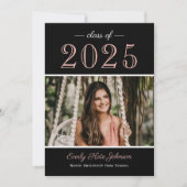 2025 Elegant Roos Gouden Foto Afstudeerfeest Kaart (Voorkant)