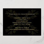 2025 Elegant zwart/goud klassevol formeel Afstuder Folie Uitnodiging (Achterkant)